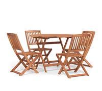 Owoxanthellate Set di mobili da giardino in legno massello di acacia | Set compatto per terrazze e balconi, in vero legno oliato, con tavolo da pranzo pieghevole e 4 sedie.