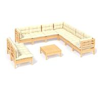 Owoxanthellate Set di mobili da giardino in pino, 63,5 cm, per terrazze, balconi, giardini d'inverno, con imbottitura color crema, resistente alle intemperie