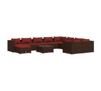 Owoxanthellate Set di mobili da giardino in polyrattan, 11 pezzi, marrone | Divano angolare modulare con tavolo e cuscino per terrazza, giardino e veranda. Assemblaggio flessibile secondo necessità.