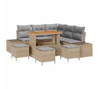 Owoxanthellate Set di mobili da giardino in polyrattan, 110 x 55 x 71 cm, 9 pezzi, modulari, per balcone, terrazza, salotto, con spazio di archiviazione, moderno, per giardino, terrazza, balcone