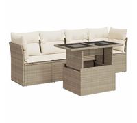 Owoxanthellate Set di mobili da giardino in polyrattan, 5 pezzi, beige, 100 x 55 cm, regolabile in altezza, divano e tavolo da pranzo, salottino salvaspazio con spazio per terrazza, balcone, esterno