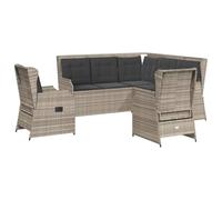 Owoxanthellate Set di mobili da giardino in polyrattan, 5 pezzi, grigio | Gli schienali regolabili e le morbide imbottiture garantiscono un comfort di seduta rilassante sulla terrazza.