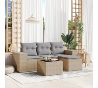 Owoxanthellate Set di mobili da giardino in polyrattan, 55 x 62 x 69 cm, con scrivania in vetro, resistente agli agenti atmosferici, per terrazze, balconi o giardini d'inverno