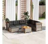 Owoxanthellate Set di mobili da giardino in polyrattan, 63,5 x 63,5 cm, con tavolo in legno di acacia, resistente alle intemperie, per terrazze, balconi e giardini d'inverno