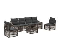 Owoxanthellate Set di mobili da giardino in polyrattan, 7 pezzi, grigio | Lounge modulare per terrazza e giardino, con tavolo e comodi cuscini per le ore piacevoli all'aperto.