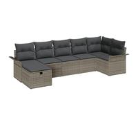 Owoxanthellate Set di mobili da giardino in polyrattan, 7 posti, modulare, 297,5 x 132,5 x 85 cm, grigio