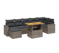 Owoxanthellate Set di mobili da giardino in polyrattan, 8 pezzi, con tavolo regolabile in altezza, portata 110 kg, resistente ai raggi UV, per terrazza, balcone, giardino d'inverno