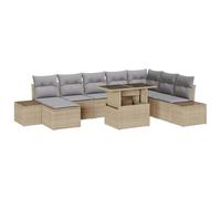 Owoxanthellate Set di mobili da giardino in polyrattan, 9 pezzi, beige, 319 x 154 x 85 cm, con molto spazio, modulare, robusto e moderno, adatto anche come mobili da balcone o da terrazza