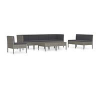 Owoxanthellate Set di mobili da giardino in polyrattan, 9 pezzi, grigio | Design modulare per terrazza con cuscini spessi e robusto telaio in acciaio per le giornate estive.