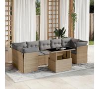 Owoxanthellate Set di mobili da giardino in polyrattan beige, 62 x 62 x 69 cm, divano ad angolo, con tavolo in vetro regolabile, design moderno, robusto, resistente alle intemperie, per giardino