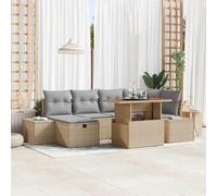 Owoxanthellate Set di mobili da giardino in polyrattan beige, 64,5 kg, modulare, regolabile in altezza, robusto legno di acacia per balcone, terrazza e giardino