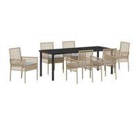 Owoxanthellate Set di mobili da giardino in polyrattan beige, 7 pezzi, 200 x 80 x 73 cm, design moderno, robusto e leggero, per terrazze, balconi, giardini e esterni