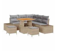 Owoxanthellate Set di mobili da giardino in polyrattan, colore beige, 8 pezzi, con spazio 80 x 80 cm, resistente alle intemperie, per terrazze, balconi e giardini