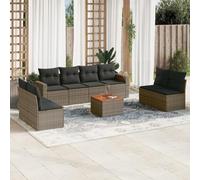 Owoxanthellate Set di mobili da giardino in polyrattan grigio, 55 x 62 x 69 cm, design moderno con tavolo in legno di acacia resistente alle intemperie e spazio per balcone, terrazza e cortile