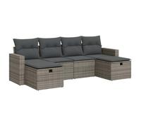 Owoxanthellate Set di mobili da giardino in polyrattan grigio, 6 pezzi, con spazio di archiviazione e cuscino rimovibile, 65,5 x 62 cm, robusto e salvaspazio, per balcone, terrazza, giardino d'inverno