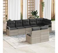 Owoxanthellate Set di mobili da giardino in polyrattan grigio chiaro, 8 pezzi, divano angolare modulare, 62 x 62 x 85 cm, con cuscino, robusto e resistente alle intemperie, per terrazze, balconi e