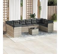 Owoxanthellate Set di mobili da giardino in polyrattan grigio chiaro con tavolo in alluminio 62 x 62 x 69 cm, resistente alle intemperie, modulare da giardino, per balcone, terrazza e piccoli spazi