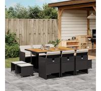 Owoxanthellate Set di mobili da giardino in polyrattan nero, 165 x 106 x 73 cm, pieghevoli, salvaspazio, per balcone, terrazza, giardino