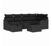 Owoxanthellate Set di mobili da giardino in polyrattan, nero, 55 x 55 x 37 cm, modulare, 7 pezzi, con spazio per balcone, terrazza e lounge, per attività all'aperto, per il piacere del giardino