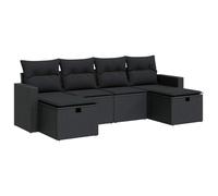 Owoxanthellate Set di mobili da giardino in polyrattan nero, con spazio di archiviazione e protezione UV 65,5 x 62 x 69 cm, modulare lounge per balcone, terrazza e giardino d'inverno