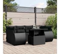 Owoxanthellate Set di mobili da giardino in polyrattan nero, con tavolo in vetro regolabile in altezza, 100 x 55 cm, resistente alle intemperie e modulare, per balconi, terrazze, giardini