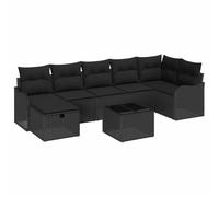 Owoxanthellate Set di mobili da giardino in polyrattan nero, set di mobili da giardino modulare con seduta e vano portaoggetti, set completo per terrazza e giardino