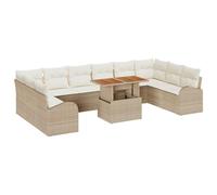 Owoxanthellate Set di mobili da giardino in rattan 11 cucchiaini beige polyrattan modulare lounge angolare con spazio 100 x 55 x 73 cm, per giardino, terrazza, balcone