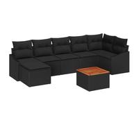 Owoxanthellate Set di mobili da giardino in rattan, 8 pezzi, colore nero, in rattan sintetico, modulare, con spazio di archiviazione, 288,5 x 123,5 x 69 cm, per terrazza, balcone e giardino