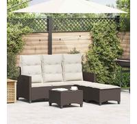 Owoxanthellate Set di mobili da giardino in rattan a forma di L, 176 x 193 cm, colore marrone, schienale regolabile, polyrattan, resistente alle intemperie, balcone, terrazza, giardino d'inverno
