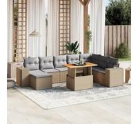 Owoxanthellate Set di mobili da giardino in rattan beige, 62 x 62 x 69 cm, con tavolo di sollevamento e cuscino resistente alle intemperie, sala da giardino modulare piccola terrazza balcone
