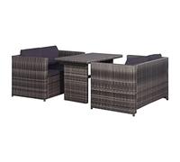 Owoxanthellate Set di mobili da giardino in rattan con panca da 120 cm, resistente alle intemperie, in polyrattan, colore grigio, per balcone, giardino e patio