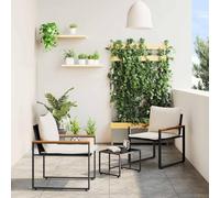 Owoxanthellate Set di mobili da giardino in rattan da 3 pezzi, colore nero, bianco crema, 49 x 55 x 37 cm, resistente ai raggi UV, resistente alle intemperie, design moderno per balconi, terrazze