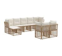Owoxanthellate Set di mobili da giardino in rattan, divano da esterno a 9 posti | Set lounge modulare con poggiapiedi regolabili per un comfort flessibile in giardino e in terrazza.