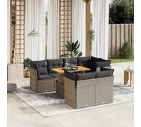 Owoxanthellate Set di mobili da giardino in rattan grigio, 200 x 100 cm, con tavolo in legno di acacia regolabile in altezza, modulare per balcone, terrazza e giardino d'inverno