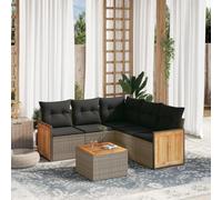 Owoxanthellate Set di mobili da giardino in rattan grigio, 62 x 62 x 69 cm, resistente alle intemperie, in rattan sintetico, con tavolo in legno di acacia, spazio e cuscino, modulare per balcone