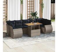Owoxanthellate Set di mobili da giardino in rattan grigio con tavolo in legno di acacia regolabile in altezza, 100 x 55 cm, per terrazze, balconi o piccoli giardini urbani