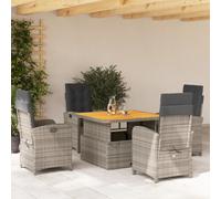 Owoxanthellate Set di mobili da giardino in rattan grigio con tavolo regolabile in altezza, 110 x 110 x 40/71 cm, in polylounge, resistente alle intemperie, per terrazza, balcone o giardino d'inverno