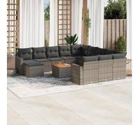 Owoxanthellate Set di mobili da giardino in rattan grigio, per 8-10 persone, divano angolare modulare, per esterni, in legno di acacia, 62 x 62 x 69 cm, resistente alle intemperie, per balcone
