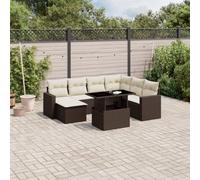 Owoxanthellate Set di mobili da giardino in rattan marrone, 100 x 55 cm, regolabile, resistente alle intemperie, con cuscino per balcone, terrazza, giardino, salottino, 62 x 62 x 69 cm