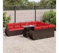 Owoxanthellate Set di mobili da giardino in rattan marrone, 304 x 100 cm, resistente alle intemperie, modulabile, con tavolo in argento duro, coperture e spazio di archiviazione, design moderno per