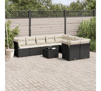 Owoxanthellate Set di mobili da giardino in rattan nero, modulare con piano in vetro, 55 x 55 x 69 cm, resistente ai raggi UV e alle intemperie, balcone/terrazza