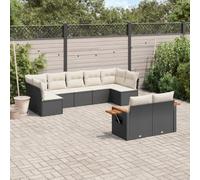 Owoxanthellate Set di mobili da giardino in rattan PE nero, ad angolo e centrale con cuscino 62 x 62 x 69 cm, resistente alle intemperie e modulare, design robusto per balcone, terrazza e giardino