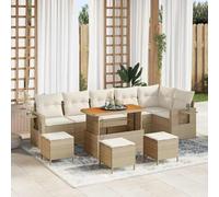 Owoxanthellate Set di mobili da giardino in rattan sintetico, 10 pezzi, con divano, panca angolare, 75 kg, design moderno, robusto e durevole, per giardino, terrazza, balcone