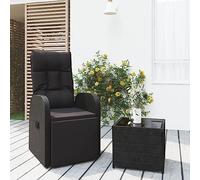 Owoxanthellate Set di mobili da giardino in rattan sintetico, 57 x 69 x 106 cm, con funzione sdraiata e tavolino in vetro temperato, moderno e resistente alle intemperie, per piccoli giardini