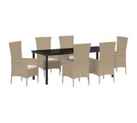 Owoxanthellate Set di mobili da giardino in rattan sintetico, 7 pezzi, 160 x 80 x 73 cm, resistente alle intemperie, con cuscino, design moderno, robusto e leggero, per giardino, terrazza e balcone