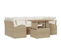 Owoxanthellate Set di mobili da giardino in rattan sintetico, 7 pezzi, beige, 100 x 55 x 73 cm, modulare lounge con spazio di archiviazione, robusto e resistente alle intemperie, per giardino