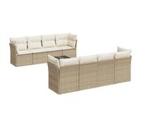 Owoxanthellate Set di mobili da giardino in rattan sintetico, 9 pezzi, beige, 234 x 62 x 69 cm, con tavolo e scatola portaoggetti, resistente ai raggi UV, per terrazze/balcone, rivestimento lavabile