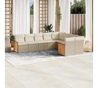 Owoxanthellate Set di mobili da giardino in rattan sintetico, 9 pezzi, colore beige, resistente alle intemperie, per terrazze, balconi e verande, modulare, 62 x 62 x 69 cm