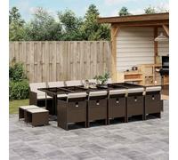 Owoxanthellate Set di mobili da giardino in rattan sintetico marrone con sedie pieghevoli, 275 x 106 x 73 cm, resistente agli agenti atmosferici, per balcone, terrazza, giardino, 15 pezzi