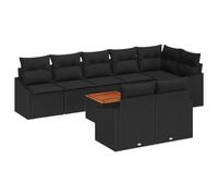 Owoxanthellate Set di mobili da giardino in rattan sintetico, modulare, 288,5 x 123,5 x 69 cm, con spazio di archiviazione e legno di acacia, robusto, per giardino, terrazza, balcone